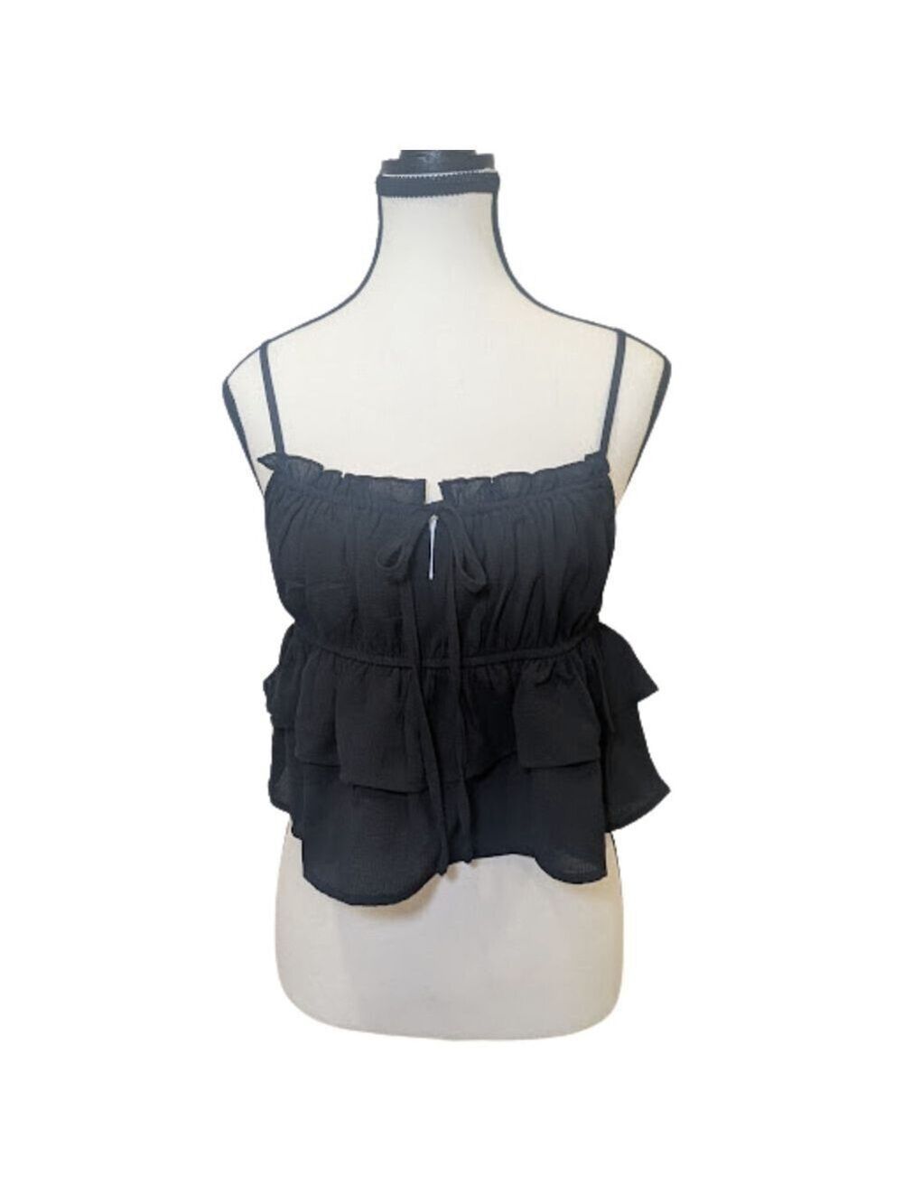 Black Babydoll Ruffle Cami | Soft Goth Fairycore Romantic | Wild Fable M